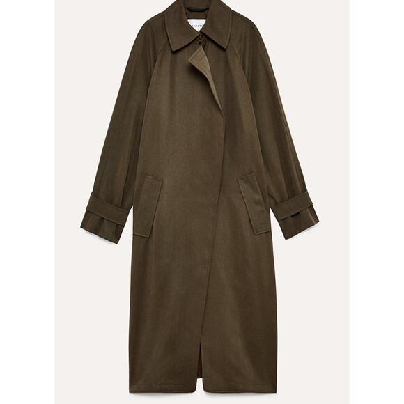 Aritizia Babaton Lawson Open Front  Trench Coat Olive Travel City Women's S - Picture 1 of 15